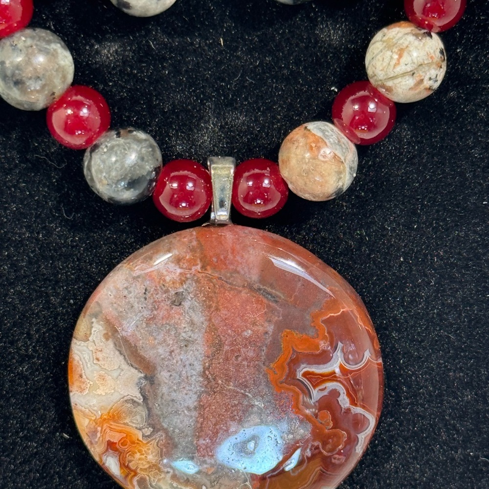 Elegant Red and Brown Beaded Necklace